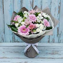 Букет цветов из:  Герберы, Альстромерии и Хризантемы #REPLACE_PRED# Решетниково
