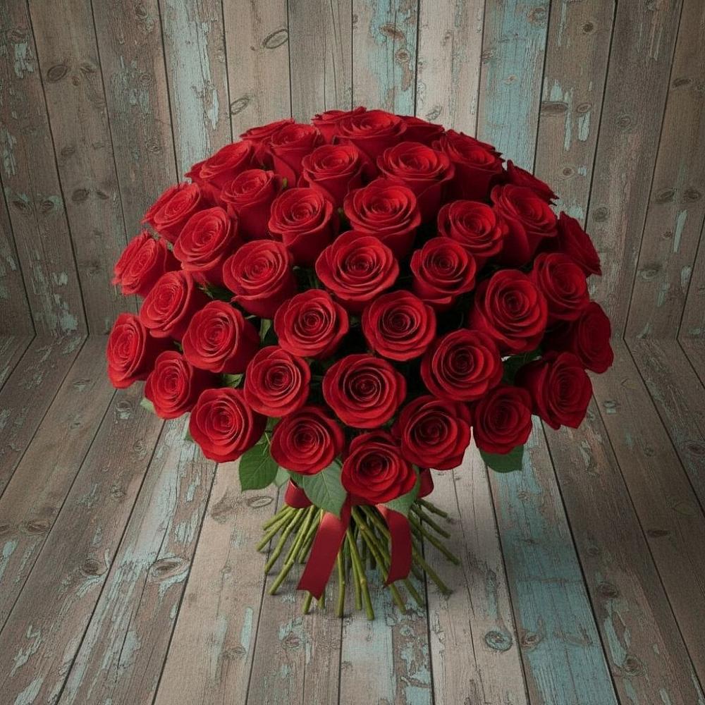 Букет 55 Красных роз Фридом в Решетниково