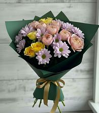 Букет цветов из:  Хризантемы и Розы в Решетниково