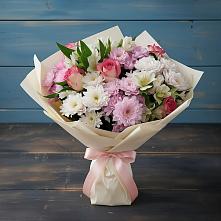 Букет цветов из:  Хризантемы, Альстромерии и Розы в Решетниково