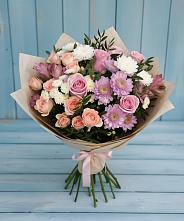 Букет цветов из:  Хризантемы, Розы и Альстромерии #REPLACE_PRED# Решетниково