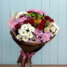 Букет цветов из:  Розы, Хризантемы и Альстромерии в Решетниково