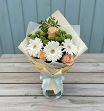 Букет цветов из:  Герберы, Розы и Хризантемы в Решетниково
