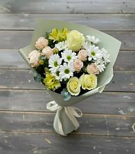 Букет цветов из:  Альстромерии, Розы и Хризантемы в Решетниково