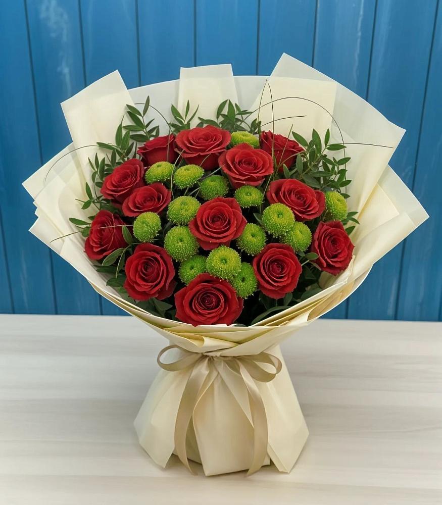 Букет цветов из: Розы и Хризантемы в Решетниково