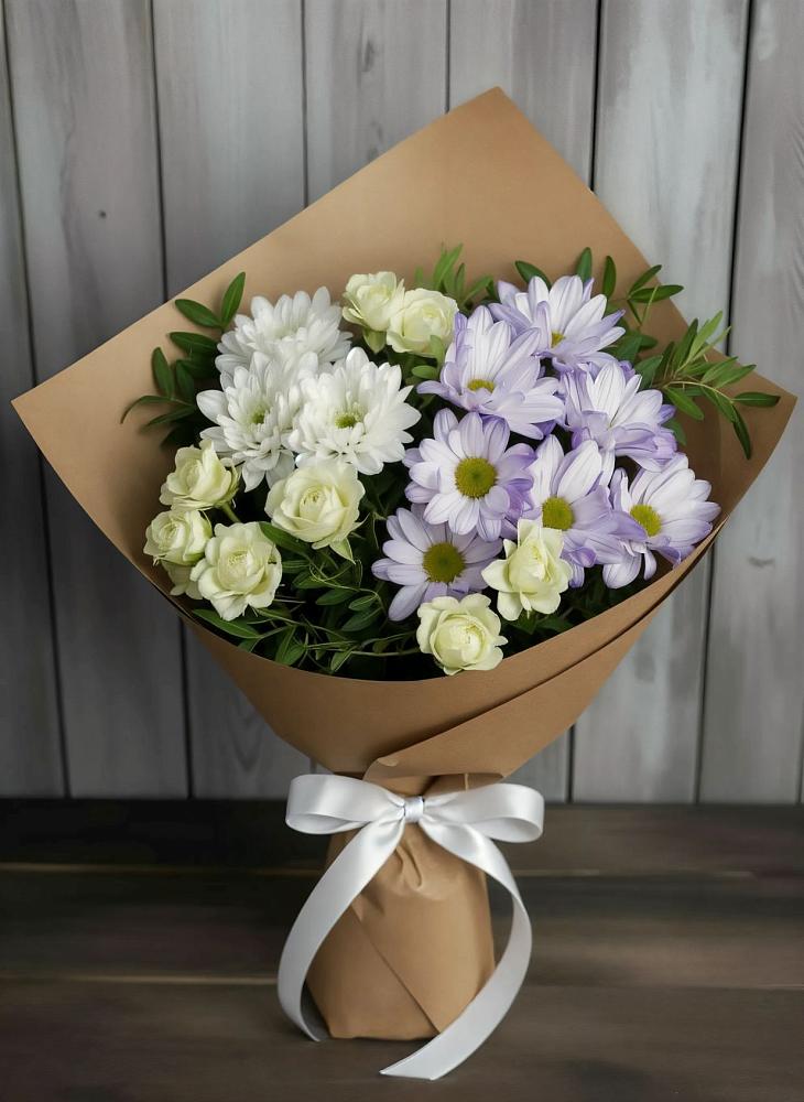 Букет цветов из: Хризантемы и Розы в Решетниково